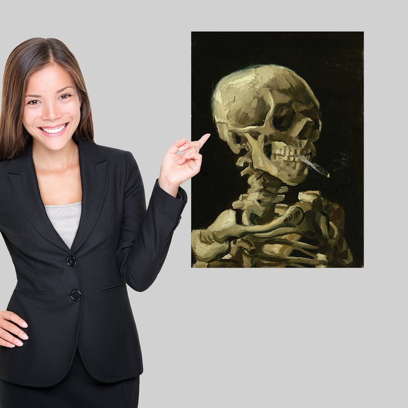 Palace Learning Vincent Van Gogh (Skull with Cigarette, 1885) Art Poster Print - 18" x 24" LAMINATED - Van Gogh Skeleton - Image 4